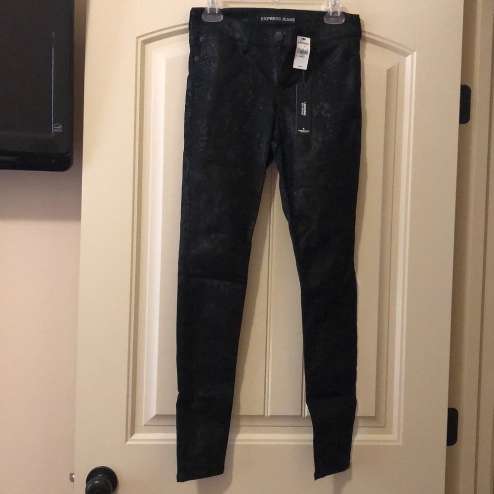 Black snake skin pants